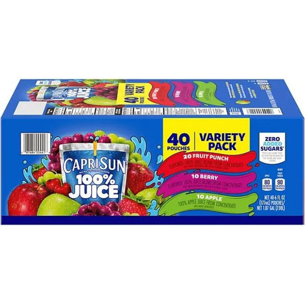 Capri Sun 100% Juice Variety Pack (6 fl. oz. pouches, 40 pk.) – Savoury ...