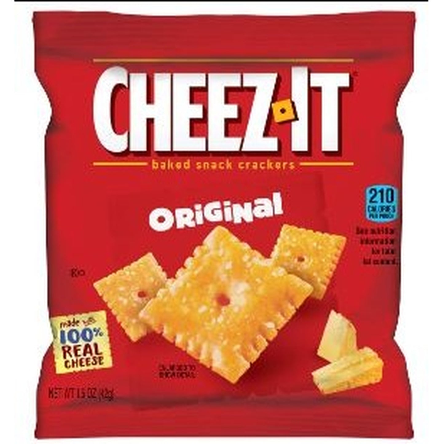 Cheez-It Baked Snack Cheese Crackers, Original 1.5 oz. , Retail.