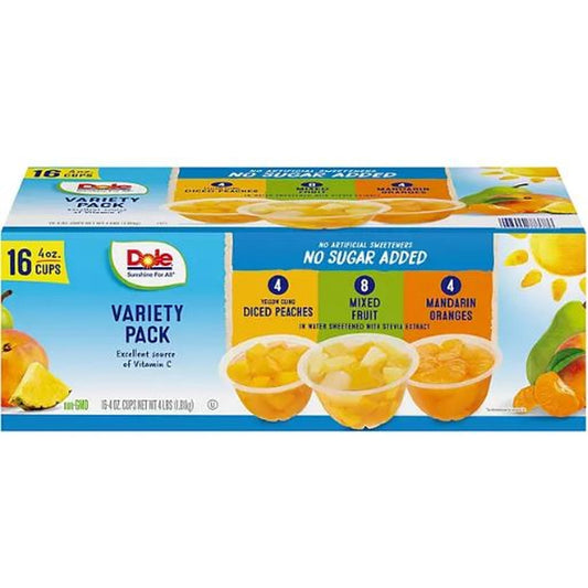 Dole No Sugar Added Mixed Fruit Variety Pack (4 oz., 16 pk.) - Savoury Cravings Company - Dole No Sugar Added Mixed Fruit Variety Pack 4 oz., 16 pk.