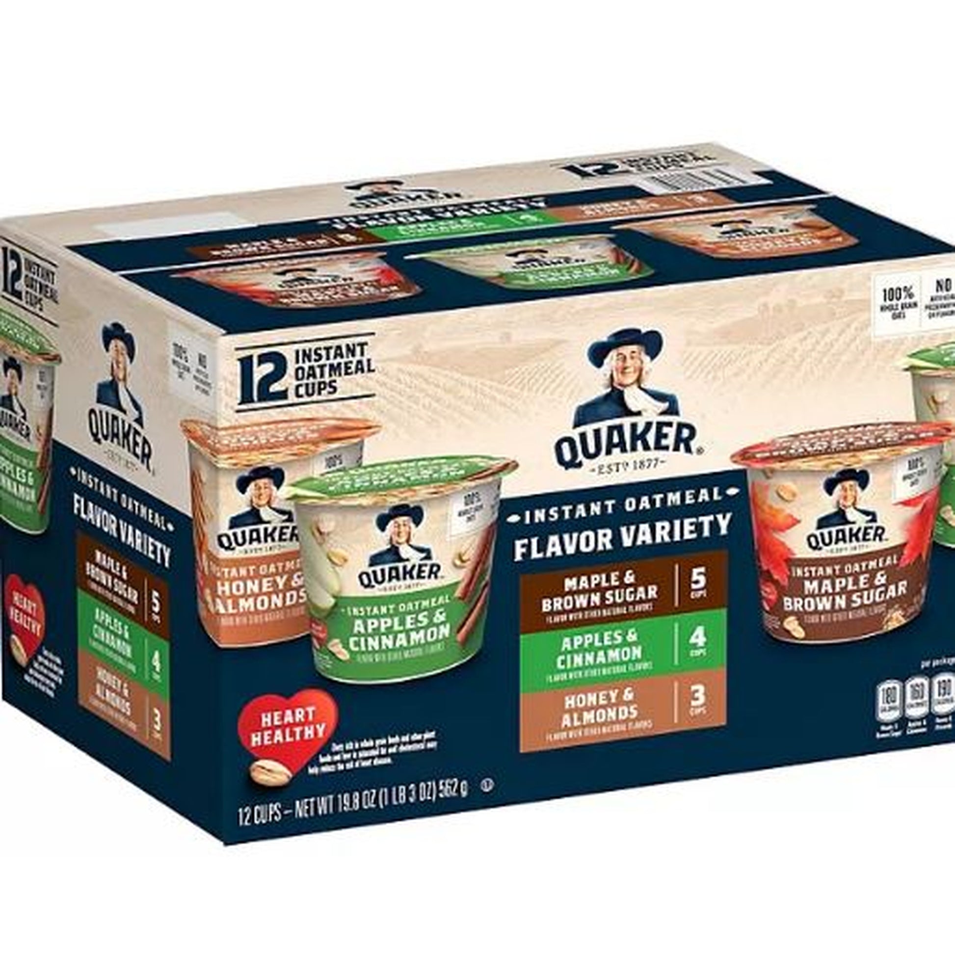 Quaker Instant Oatmeal Express Cups, Variety Pack 19.8 oz., 12 pk.